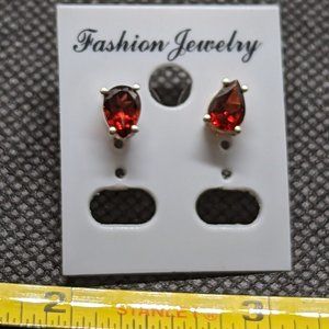 Sterling silver teardrop genuine garnet